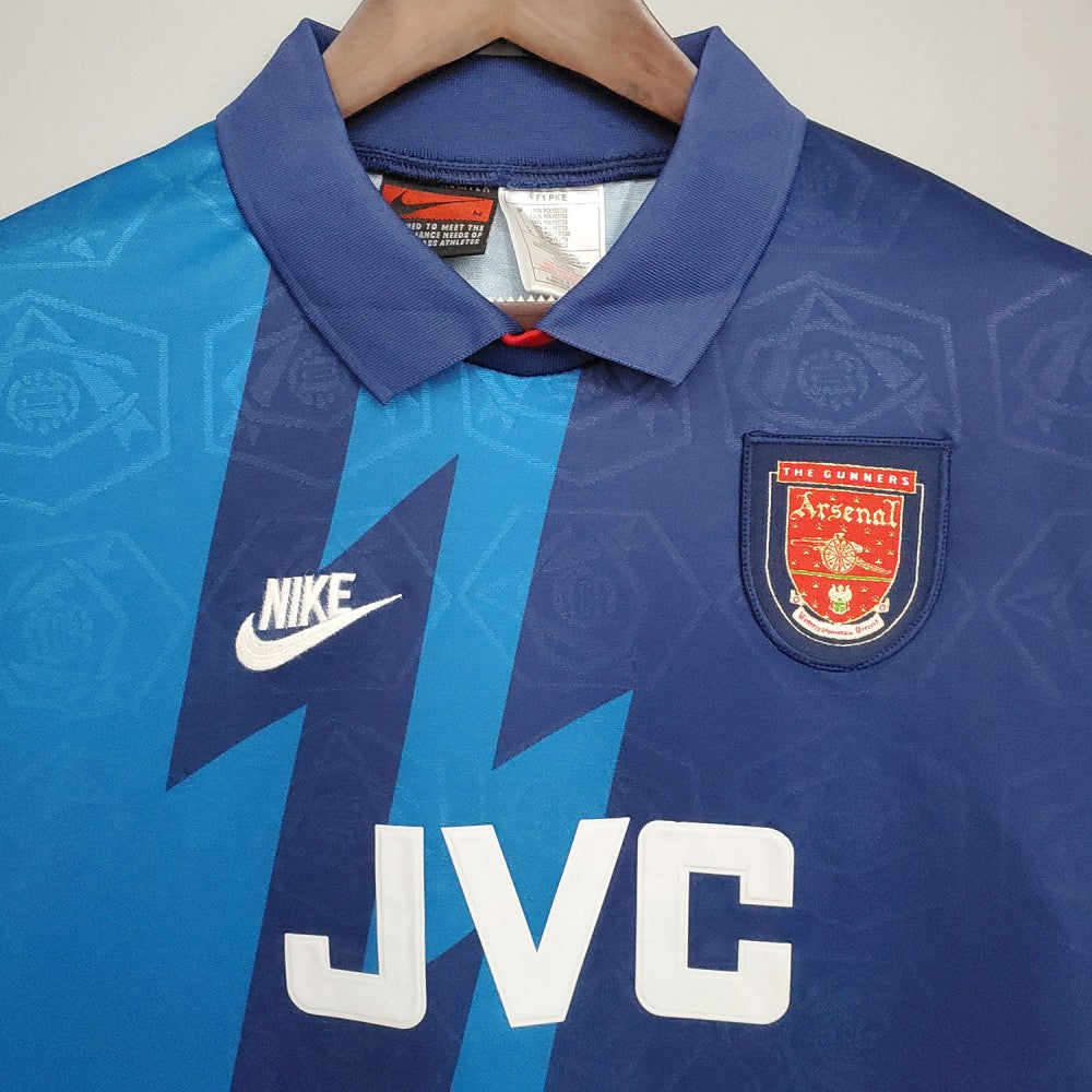 Arsenal 1995 96 Away Shirt Blue Lightning Retro Football Shirt My Arsenal 1995 96 Away Shirt Blue Lightning Retro Football Shirt My