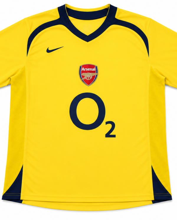 Arsenal 2005/06 Away Retro Football Shirt – Yellow O2 Classic Kit