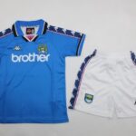 Kids Manchester City 1997/98 Home Soccer Jersey And Shorts (Copy)