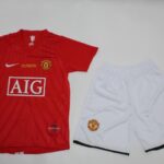 Kids Manchester United 2007/08 Home Final Soccer Jersey And Shorts