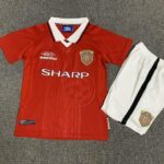 Kids Manchester United 1999 Home Final Soccer Jersey And Shorts