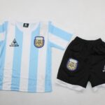 Kids Argentina 1986 Home Soccer Jersey And Shorts