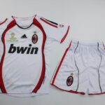Kids AC Milan 2006/07 Away UCL Final Soccer Jersey And Shorts