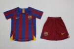 Kids Barcelona 2007/08 Home Soccer Jersey And Shorts