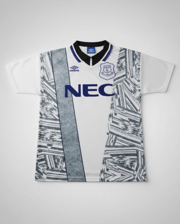 Everton 1994-95 Away Retro Football Shirt | Umbro NEC White Grey Classic